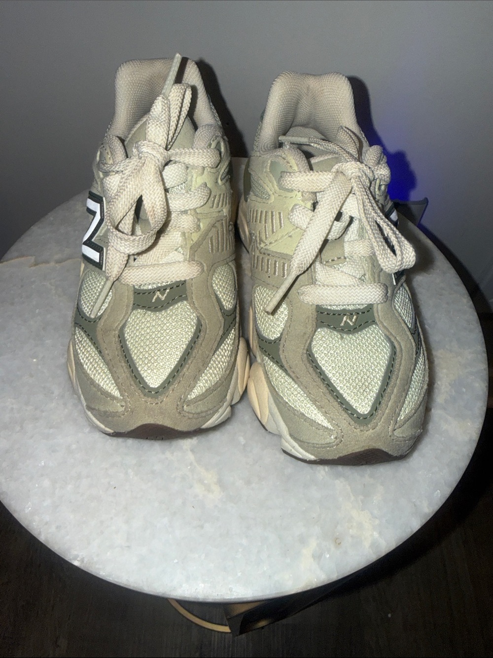 New Balance 9060 Kids Light Beige Mesh & Suede Sneakers